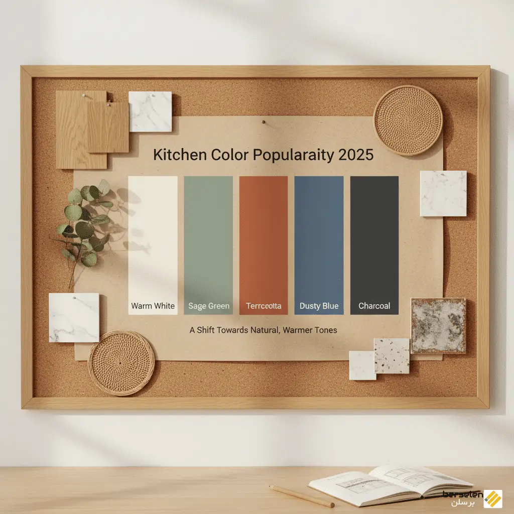 نمودار: محبوبیت رنگ‌های کلیدی در طراحی آشپزخانه در سال 2025