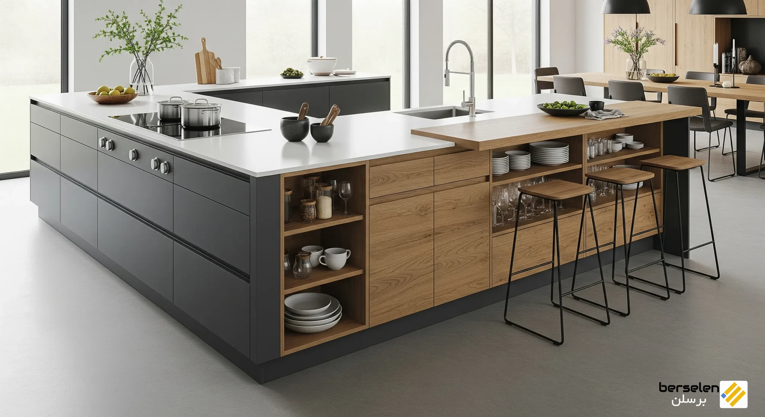 کابینت دوطرفه، بهینهسازی فضا و کاربری در آشپزخانه