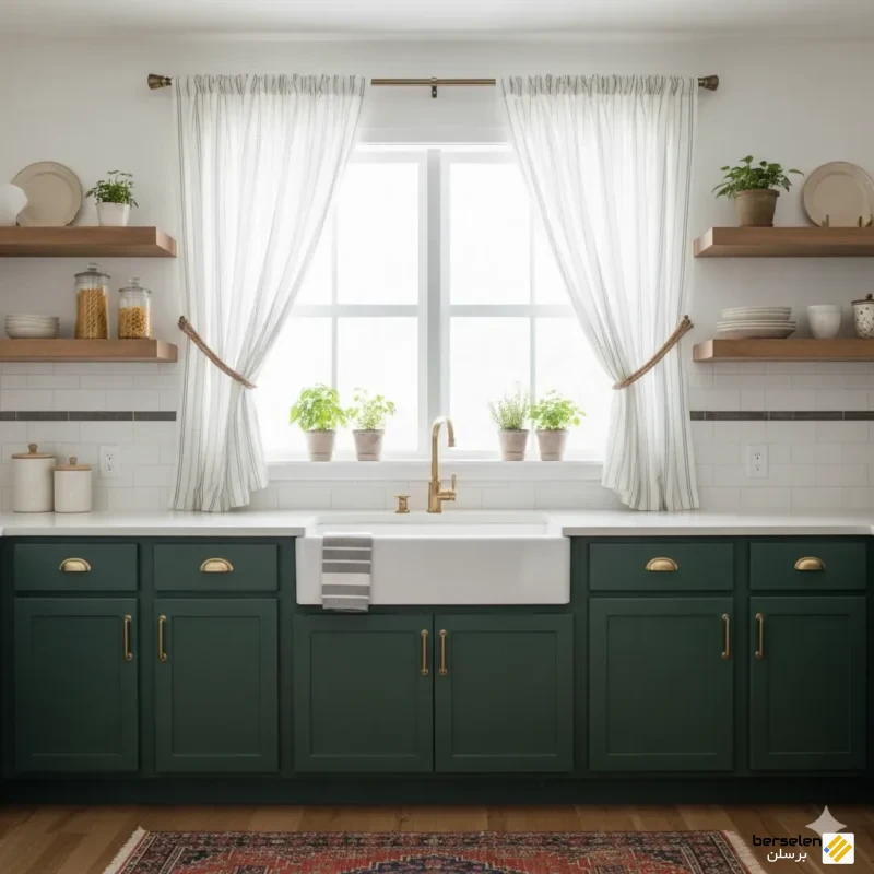  جادوی پارچه: دکوراسیون آشپزخانه با پرده‌های زیبا