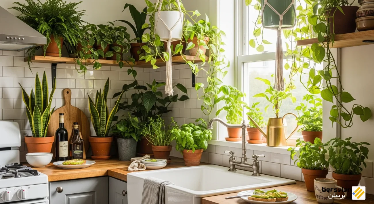 فضای سبز در قلب خانه: آشپزخانه‌ای شاداب