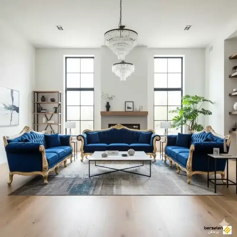 مبل استیل و سلطنتی در خانه‌ای شیک و مدرن، تلفیق سبک‌ها برای فضایی خاص