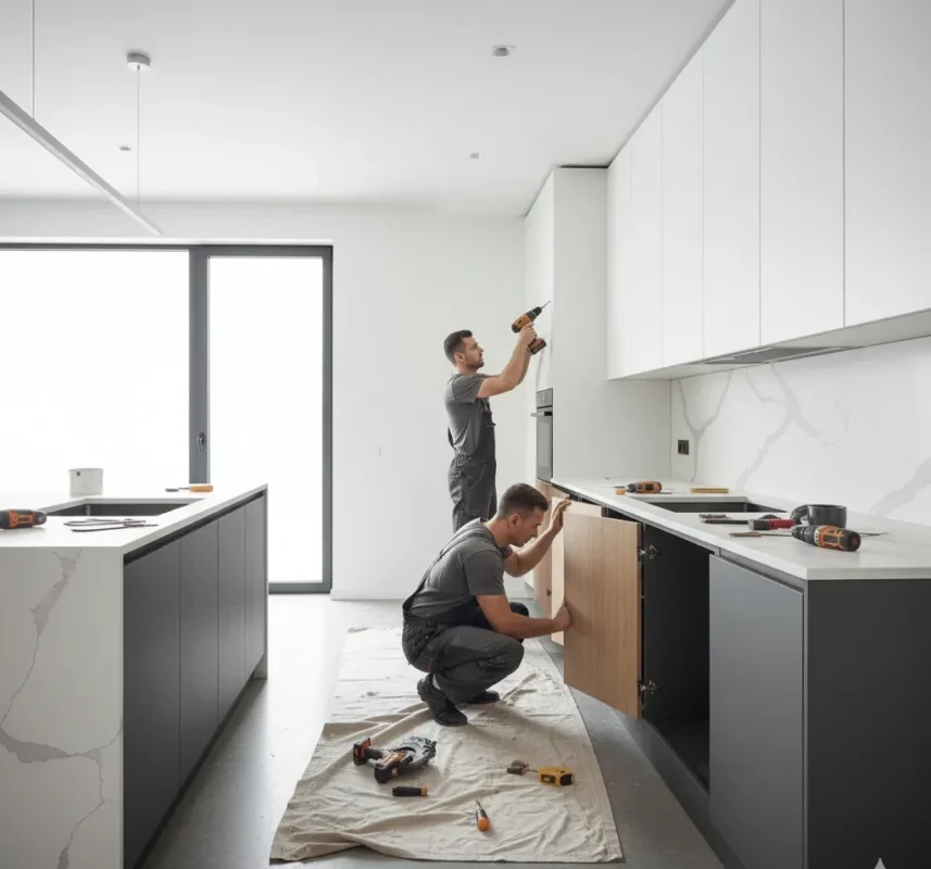 فرآیند تعمیر و بازسازی کابینت آشپزخانه